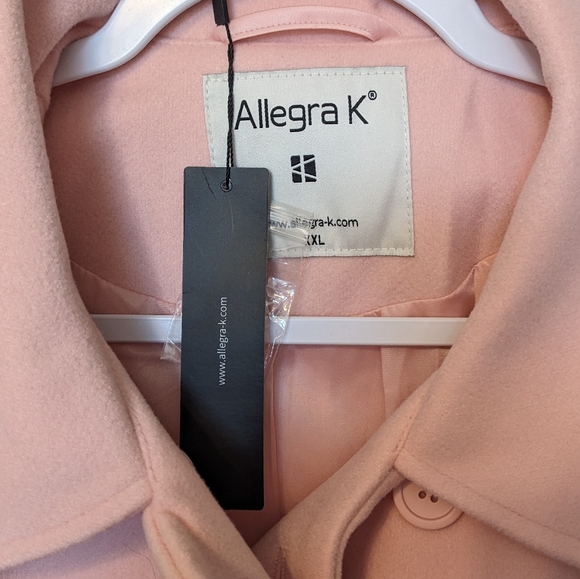 NWT Women's Allegra K - Peter Pan Collar Regular Fit -Double Breasted Trenchcoat - Picture 10 of 11